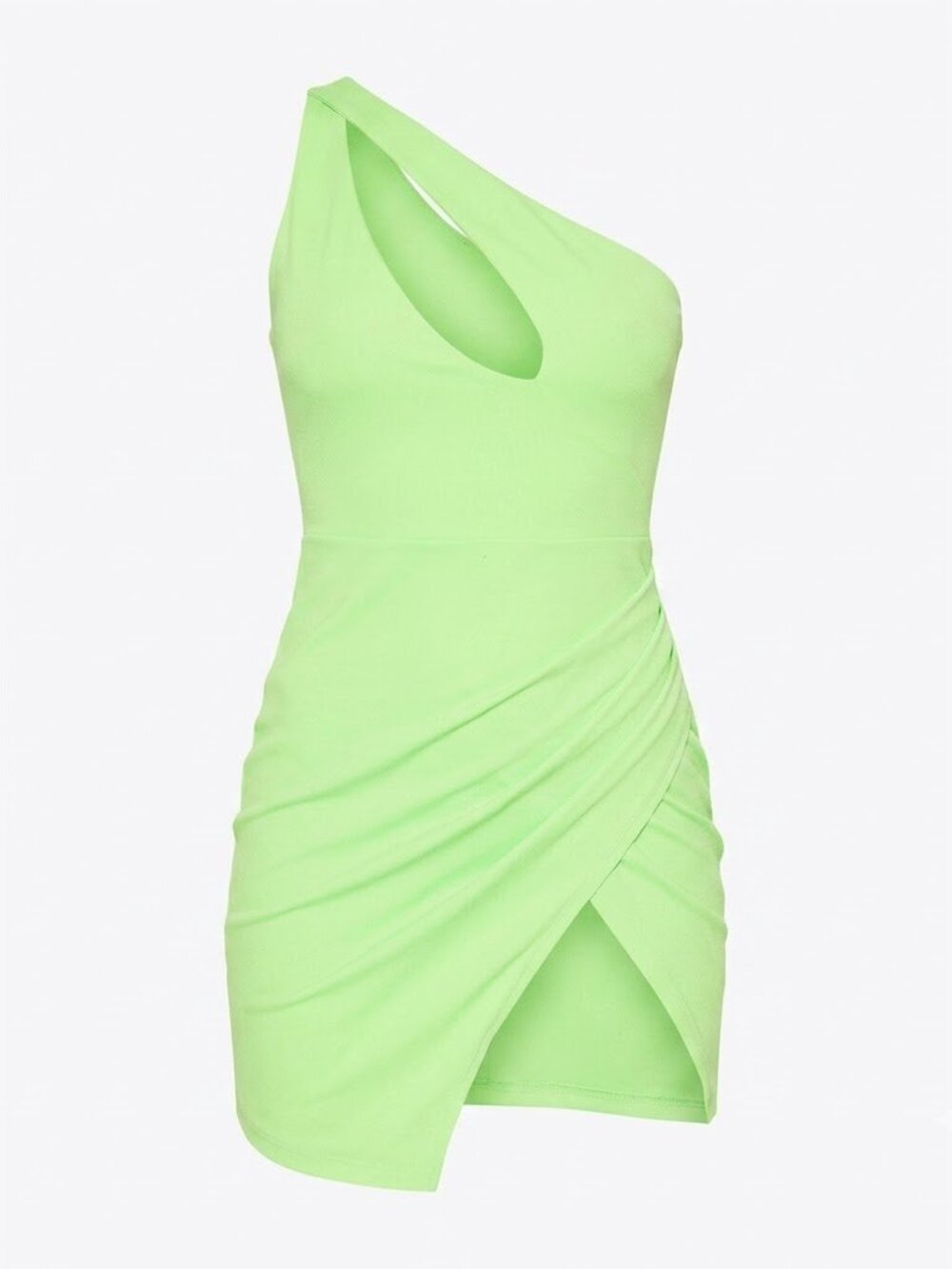 Fashion Nova - Lime Green One Shoulder “Who Gon Handle Me" Mini Dress - Sz S